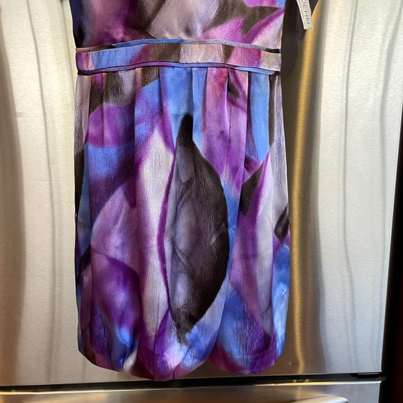 Walter Baker Sz Medium NWT Purple Watercolor Open Back Kimono Knee Length Dress - Picture 10 of 13